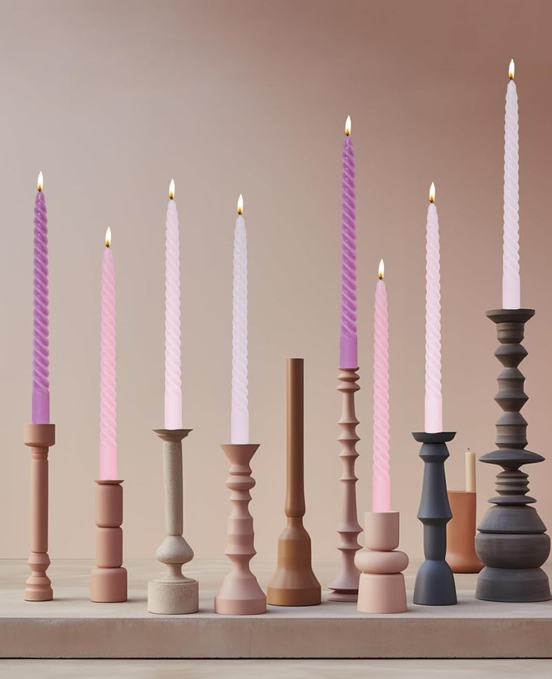 LPUSA Purple Gradient Tall Taper Candles Spiral Candle Sticks,Unscented Pastel Candle for Holiday,Wedding and Home Decoration,10inch,12 Pack(E-Purple Gradient) - Image 2
